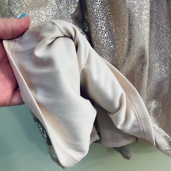 NWT LUSH Shimmery Cream Gold Mini Dress With Spaghetti Straps Size Medium - Picture 5 of 11